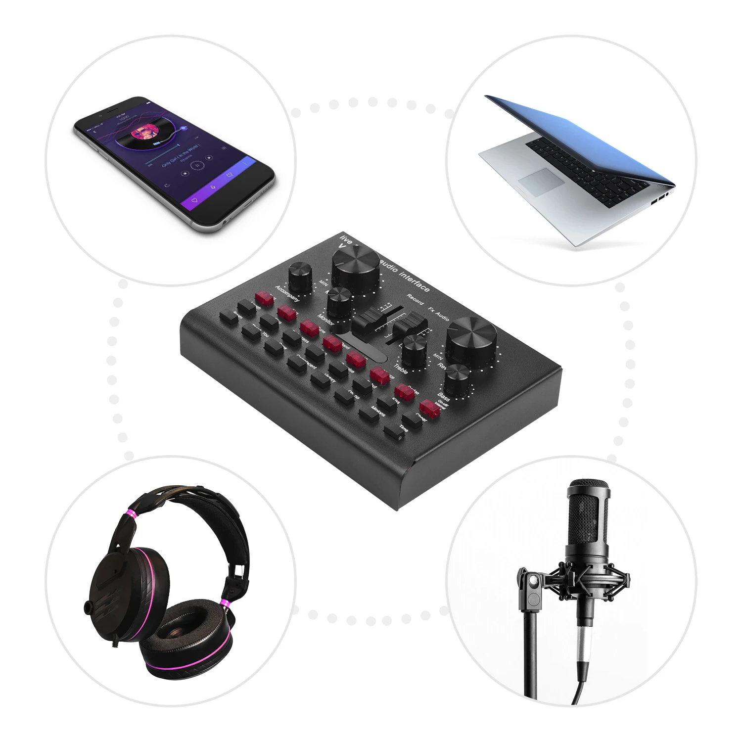 Многофункциональная звуковая карта USB аудио интерфейс миксер голосовое