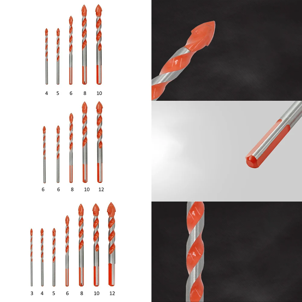 

Drill Bit Set Smooth Home Multifunctional Portable Tile Wear Resistance Alloy Triangle Shank Glass Professional Spiral Groove