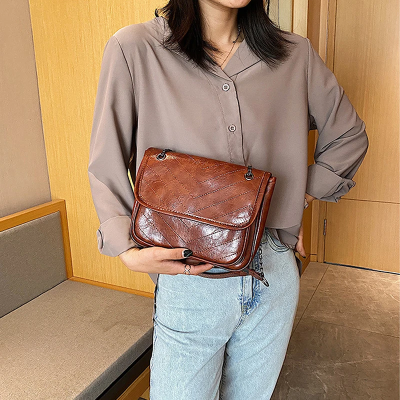 

2021 Women Bags Summer Retro PU Leather Crossbody Bag Fashion Shoulder Bag Western Style Purses Women Travel Handbags