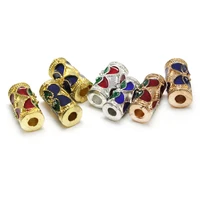 10pcslot alloy metal drop oil cloisonne tube bead looser spacer beads accessories charms for jewelry bracelet making findings