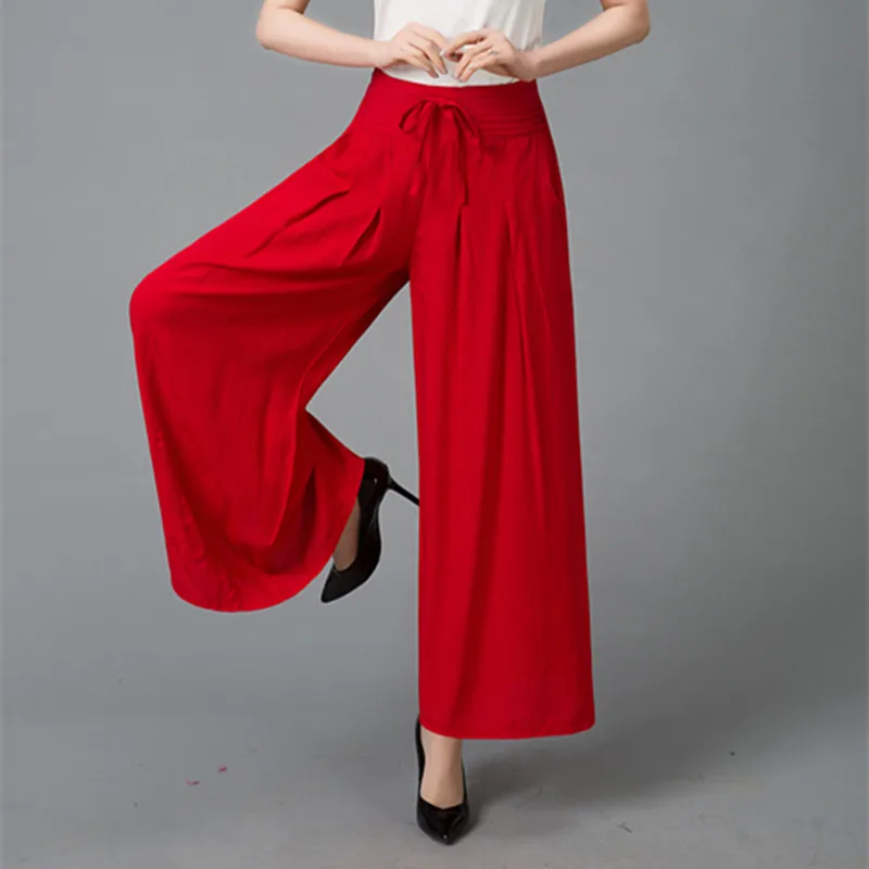 Женские широкие брюки с эластичной талией больших размеров однотонные черные