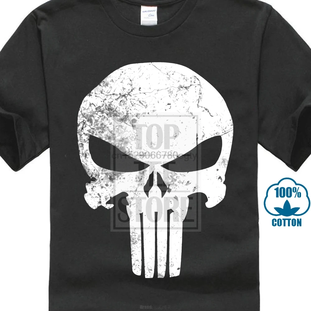 Футболки Каратель Череп гранж футболка для мужчин 2019 Новое поступление Мужская