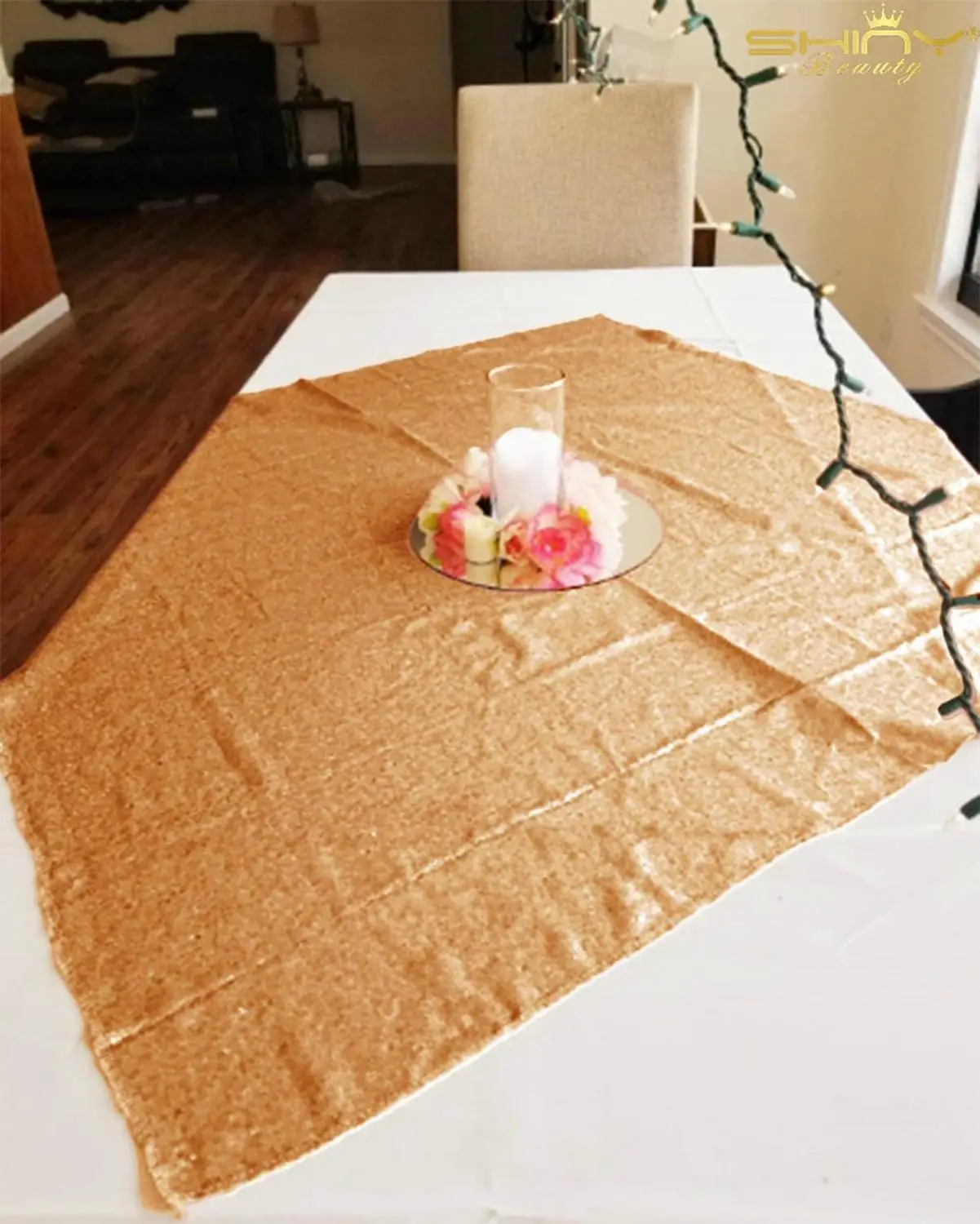 Скатерть с блестками розовое золото 72x72 дюймов вечерние скатерть для кухонного