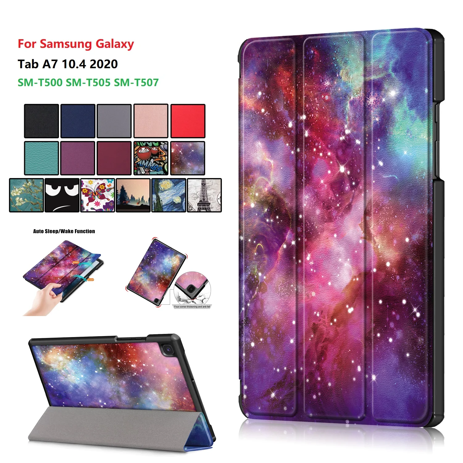 

Умный чехол для Samsung Galaxy Tab A7 10,4 2020, чехол SM-T500 SM-T505, кожаный умный чехол с подставкой и цветком для Galaxy Tab A7 A 7