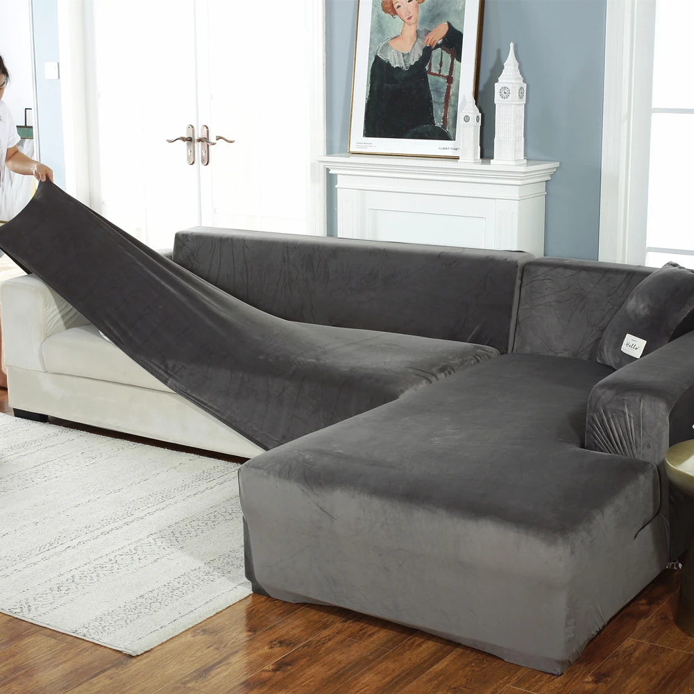 Плотные Плюшевые Чехлы для диванов эластичный Универсальный полноразмерный