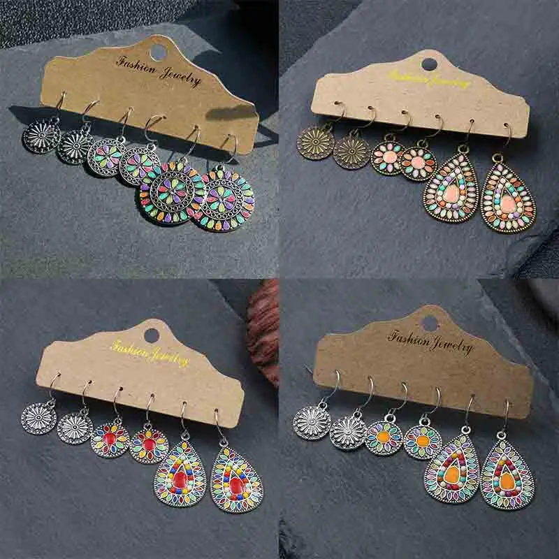 Винтажные богемные серебряные геометрические серьги в форме капли воды для