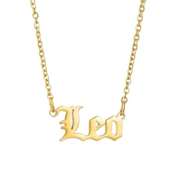 leo 12 constellations letter necklace birthday gifts gold color stainless steel amulet pendant zodiac sign jewelry collier 2020