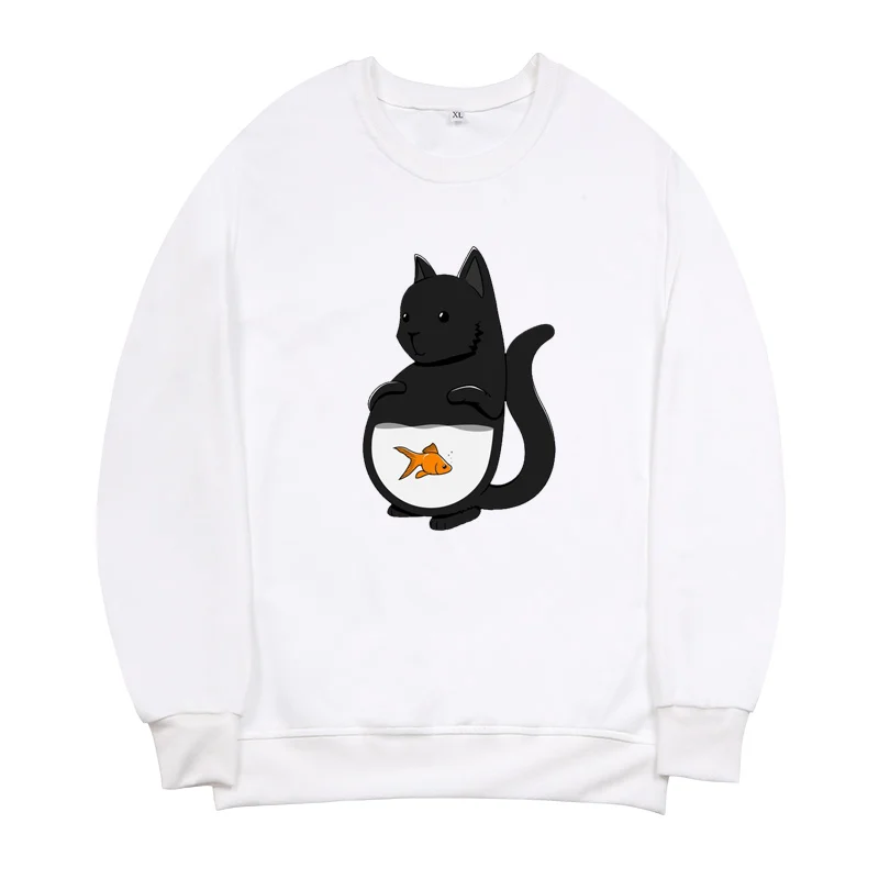 

Winter Pullover Sweatshirts Women Cat Kawaii 2021 Print Hooded School Korean Streetwear Oversized Hoodies