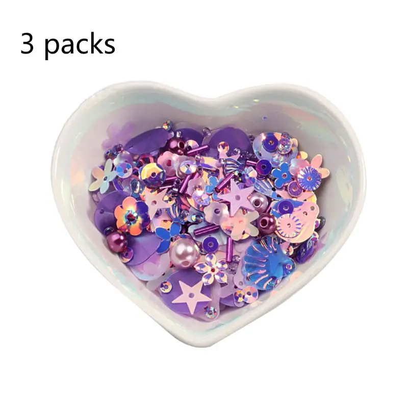 

3 Pack DIY Mixed Sequins PVC Shiny Colorful Spangles Flower Seed Beads for Handmade Art Crafts Clothing Sewing Decor