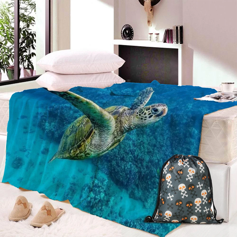 Фланелевое Одеяло с 3d рисунком морской черепахи мягкое покрывало из микрофибры