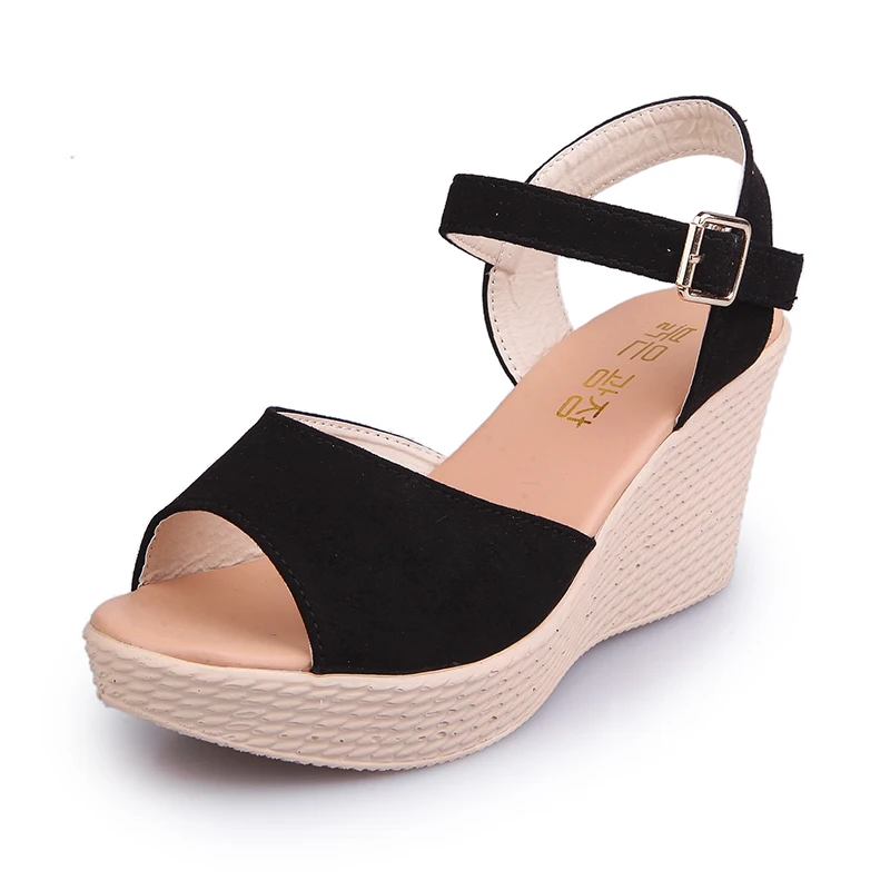 

New Sandals Summer Women's Sandals Ladies Sandals Wedges Mouth Roman Sandals High Quality Suede Shoes High Heels Women's Shoes