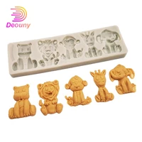 deouny cartoon forest animals molds fondant cake decorating tools silicone mould sugar crafts chocolate baking tools for cupcake