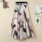 Женская длинная шифоновая юбка с высокой талией, белая или черная юбка-макси 8 цветов с эластичным поясом, модель 2021 в Корейском стиле на весну и лето, 9830