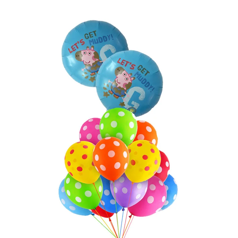 blue peppa pig 11 шт. Свинка Пеппа фольги Воздушные шары в горошек шар детский душ шарики на день рождения подарок вечеринка по случаю Дня Рождения украшения Детские игрушки Свинка Пеппа Джордж - Цвет: blue peppa pig