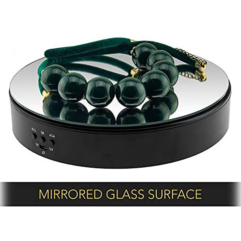 

Turntable Display Stand 360 Degree Battery/USB Powered 7 Inch Rotating Mirrored Table for Display Jewelry Watch Display