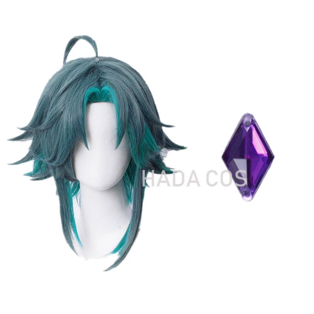 Новая игра Genshin Impact Xiao парик для косплея темно-зеленые короткие волосы
