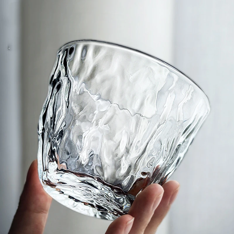 Taza de cristal de estilo japon&eacute;s para beber, vaso de whisky hecho a mano con patr&oacute;n de martillo grueso, vaso de bebida para beber, vaso para degustaci&oacute;n de vinos-3