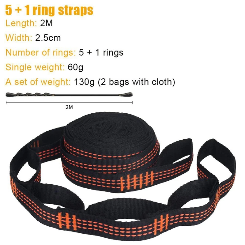 

2 Pcs 5-Ring High Load-Bearing Hammock Straps for Home Outdoor