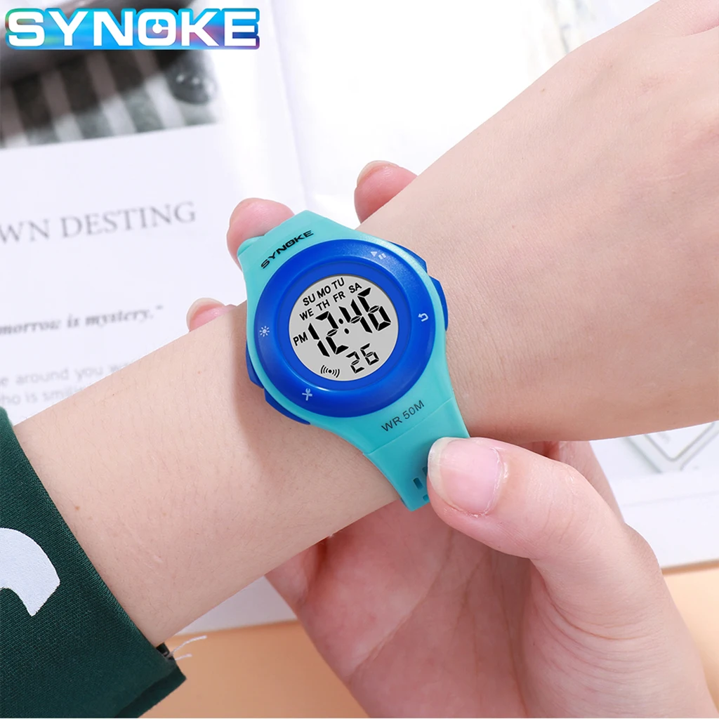 

SYNOKE Fashion Kids Digital Watches Waterproof Colorful LED Chronograph Repeater Alarm Clock Children Wristwatch for Girls Boys