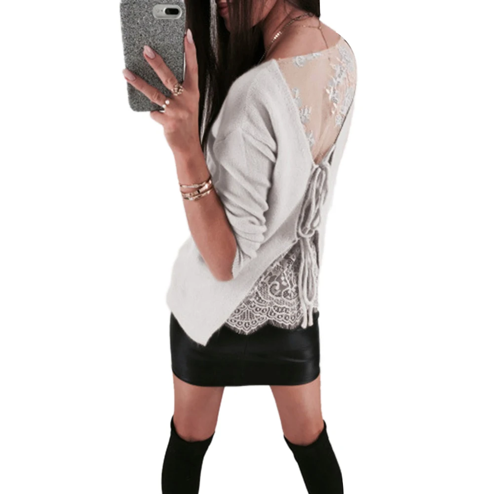 Женская блузка с V-образным вырезом открытой спиной | одежда