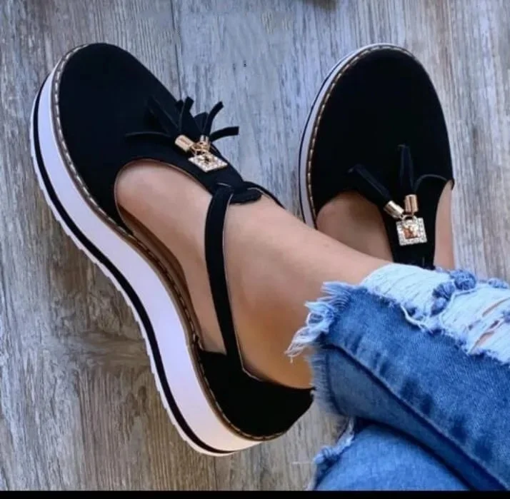 women summer shoes sandals fashion solid buckle strap fringe cover heel  shoes flat platform heel casual ladies plus size sandals - купить по  выгодной цене | AliExpress