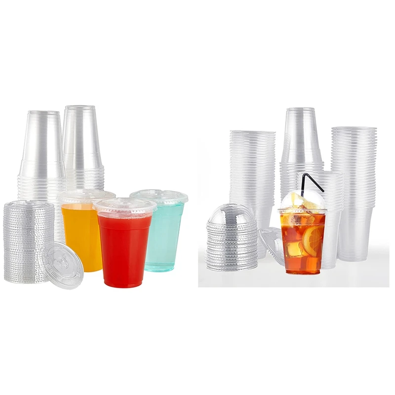 

Clear Plastic Cups With Slotted Lids,Disposable Cups,Parfait Cups For Ice Cream,Coffee Drinks,Fruit Cups For Party