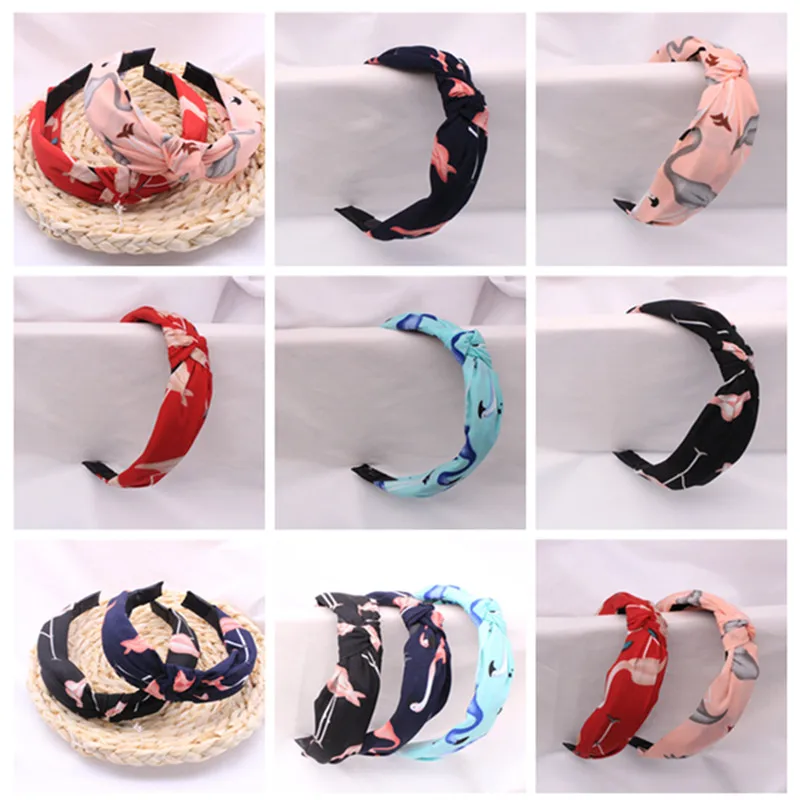 

2020 Spring And Summer Flamingo Headband Korean Style Simple And Fashionable Cross-knotted Headband Hair Accessories