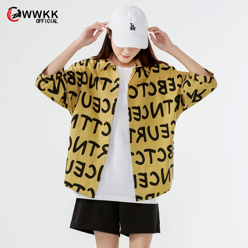 

WWKK Men Harajuku Designer Streetwear Shirts 2021 Summer Mens Short Sleeve Japan Fashion Shirts Male Korean Vintage Blouses