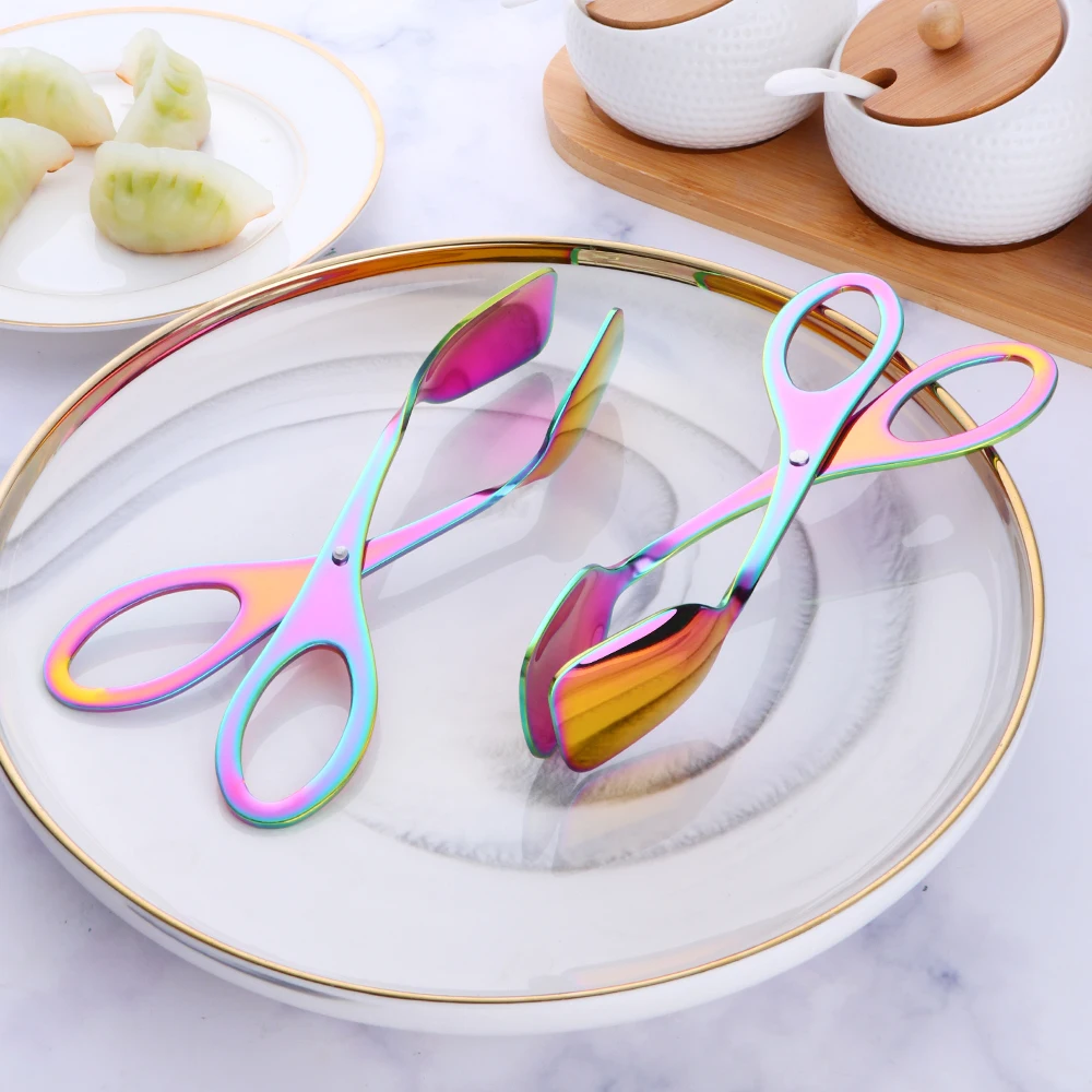Creative Stainless Steel Rose Gold Food Buffet Clip Bread Barbecue Cake Pastry Tongs Baking Tool Home Kitchen Supplies | Дом и сад