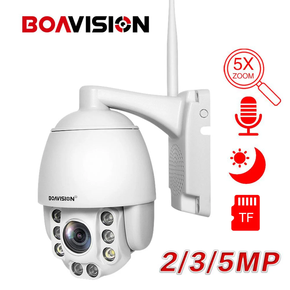 Супер Мини PTZ скоростная Купольная Wi Fi IP камера 5MP 3MP 1080P открытый 5X зум Автофокус