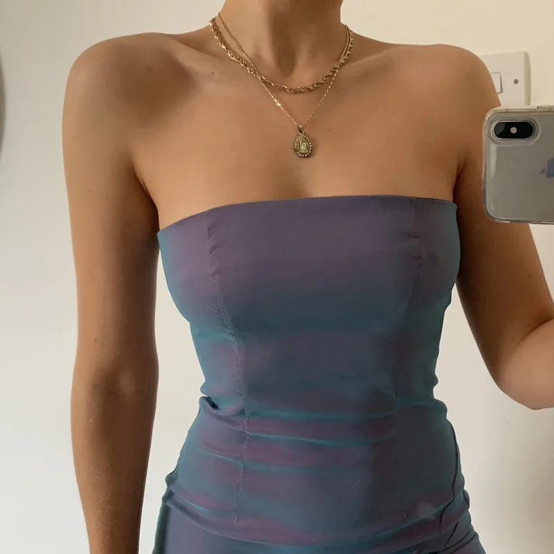 

European and American fashion tube top dress spring/summer 2021 new anti-car-side chest wrapped hip dress temperament sexy