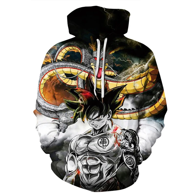 2019 Goku DRAGON BALL Полный 3D печатных мужские толстовки с капюшоном Drawstring плюс размер
