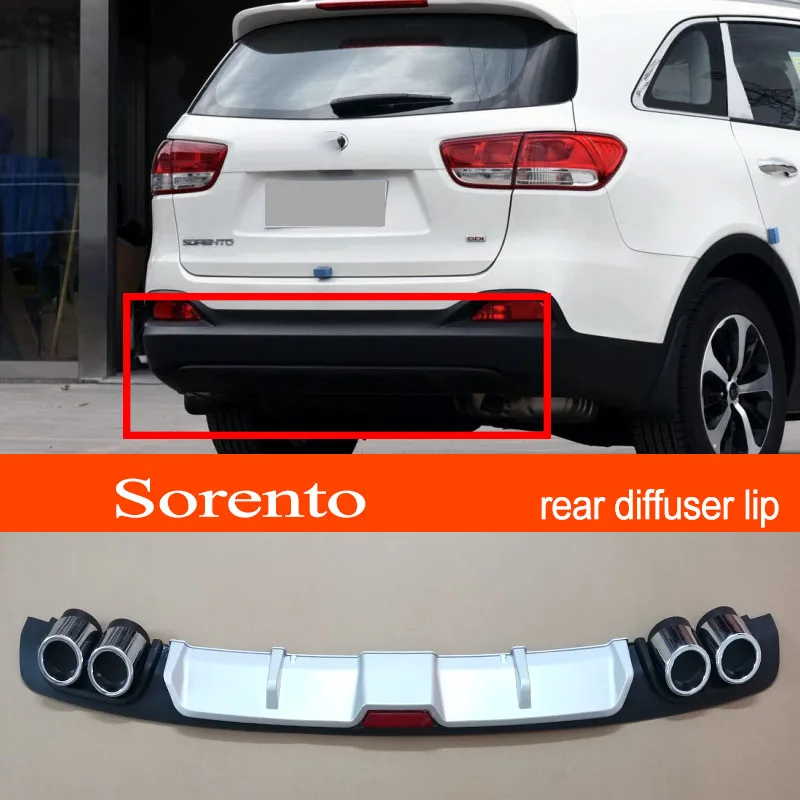 

Sorento ABS пластик серебристый/черный Автомобильный задний бампер задний диффузор спойлер губа для KIA Sorento
