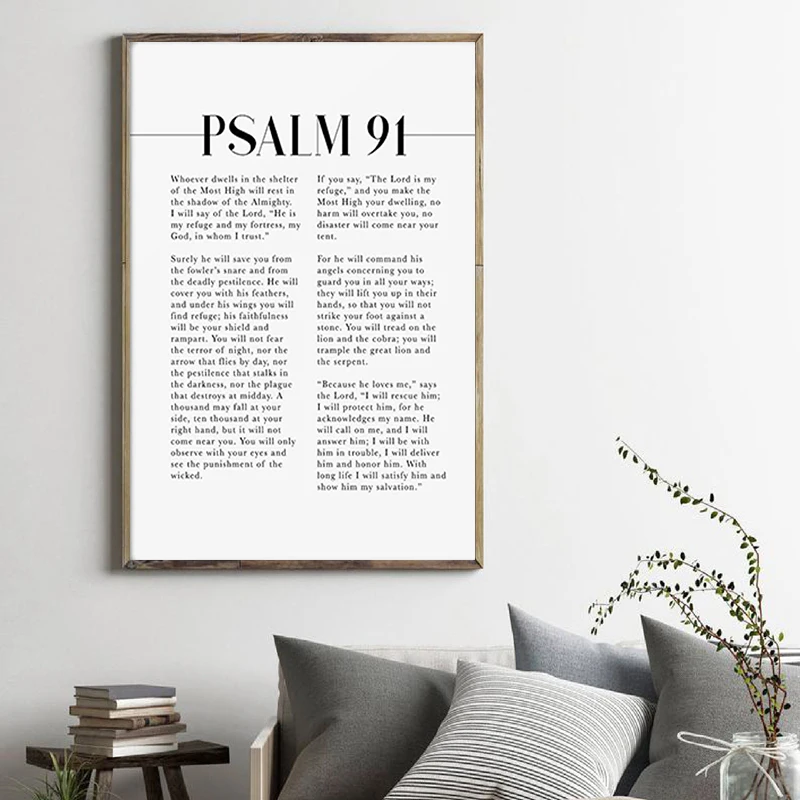 

Psalm 91 Scripture Wall Art Canvas Painting Bible Verse Artwork Poster and Prints Christian Home Room Decoration Picture