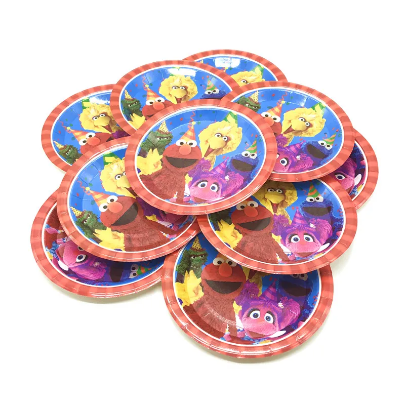 

30Pcs/60Pcs Sesame Street Party Supplies Set Party Paper Straws Plates Cups Sesame Street Cartoon Birthday Party Decorations Set