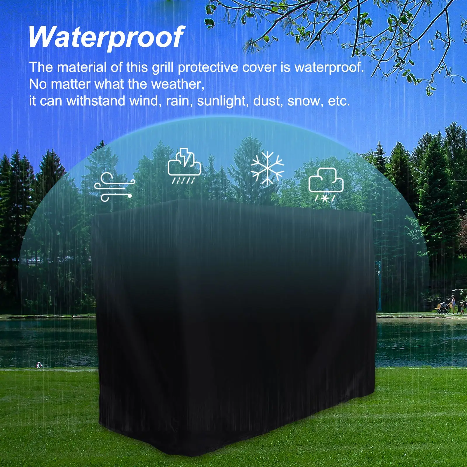 

New BBQ Grill Cover Protective Dust-Proof Rainproof Moistureproof Cloth Furnace Cover Outdoor Sun-Safe Barbecue Accessories