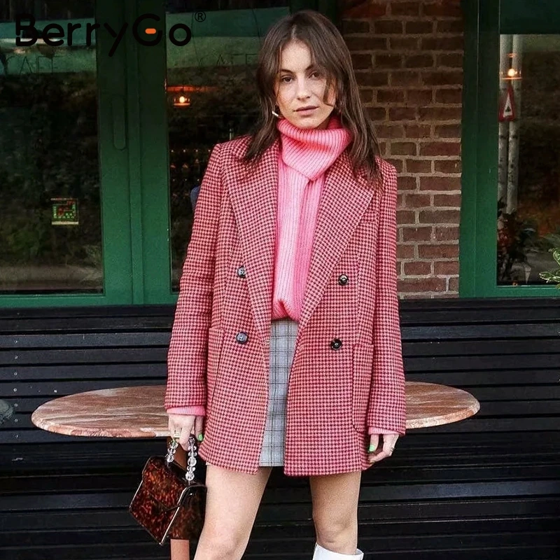 BerryGo Turtleneck women knitted sweaters Autumn winter pink female pullover jumpers Streetwear oversize ladies pure | Женская одежда