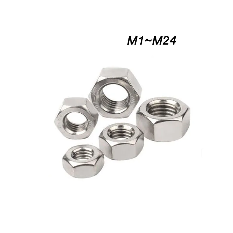 Шестигранная гайка из нержавеющей стали 304 шестигранная M1 M1.2 M1.4 M1.6 M2 M2.5 M3 M3.5 M4 M5 M6 M8
