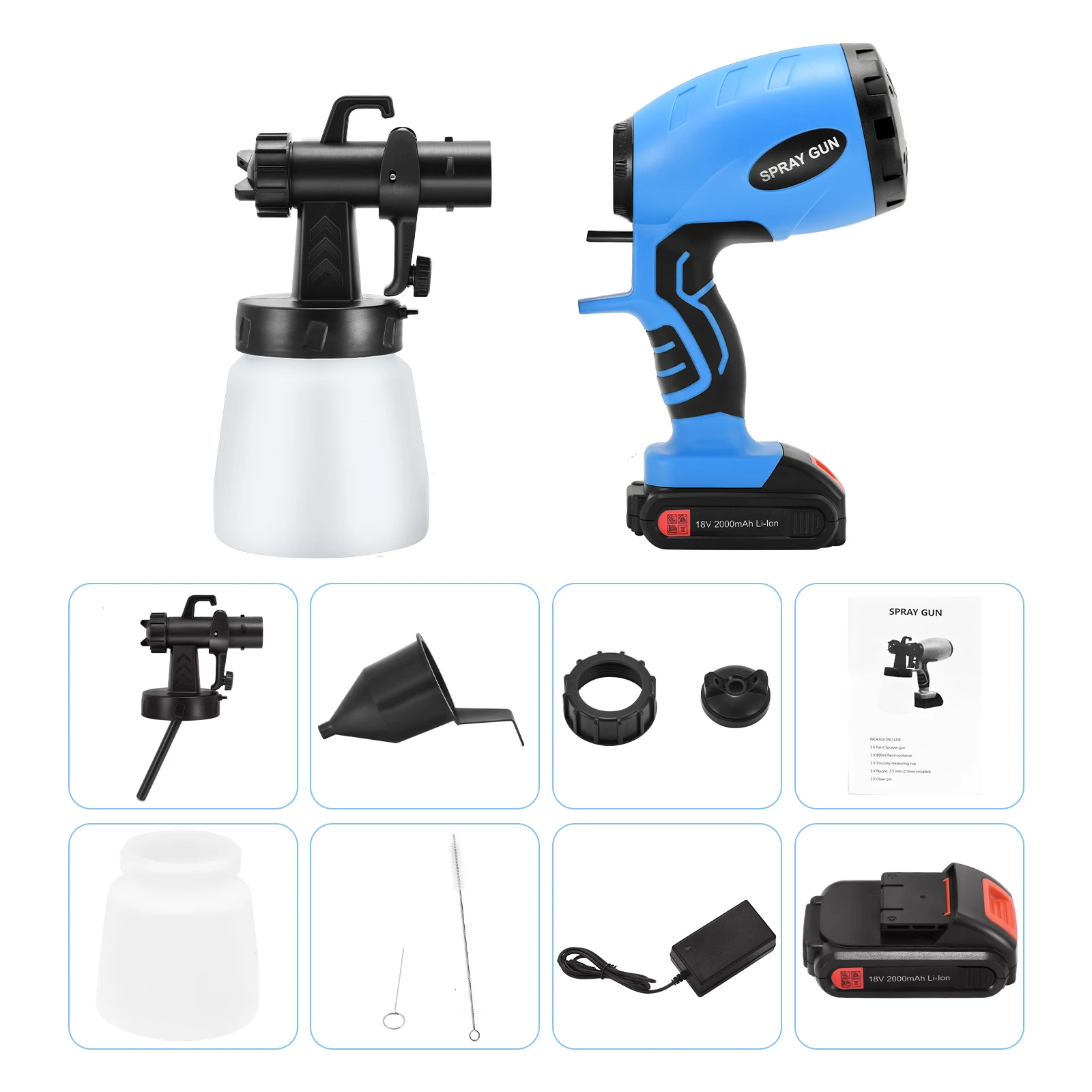 

4YANG Upgraded Cordless Electric Spray Gun Cordless HVLP Spray Gun 3 Spraying Modes And Adjustable Valve Knobs For Home Painting
