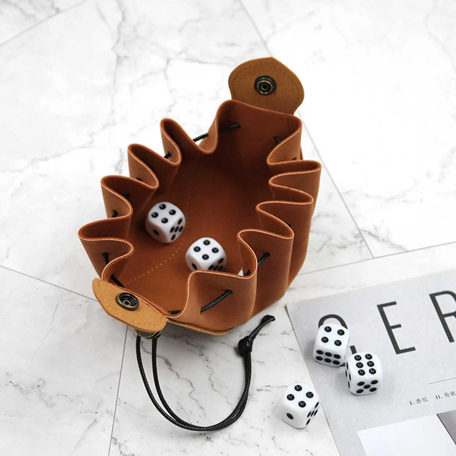 PU Velvet Dice Storage Bag Colored Purse Foldable Box Tray Leather Folding Hexagon Key Coin Case | Спорт и развлечения