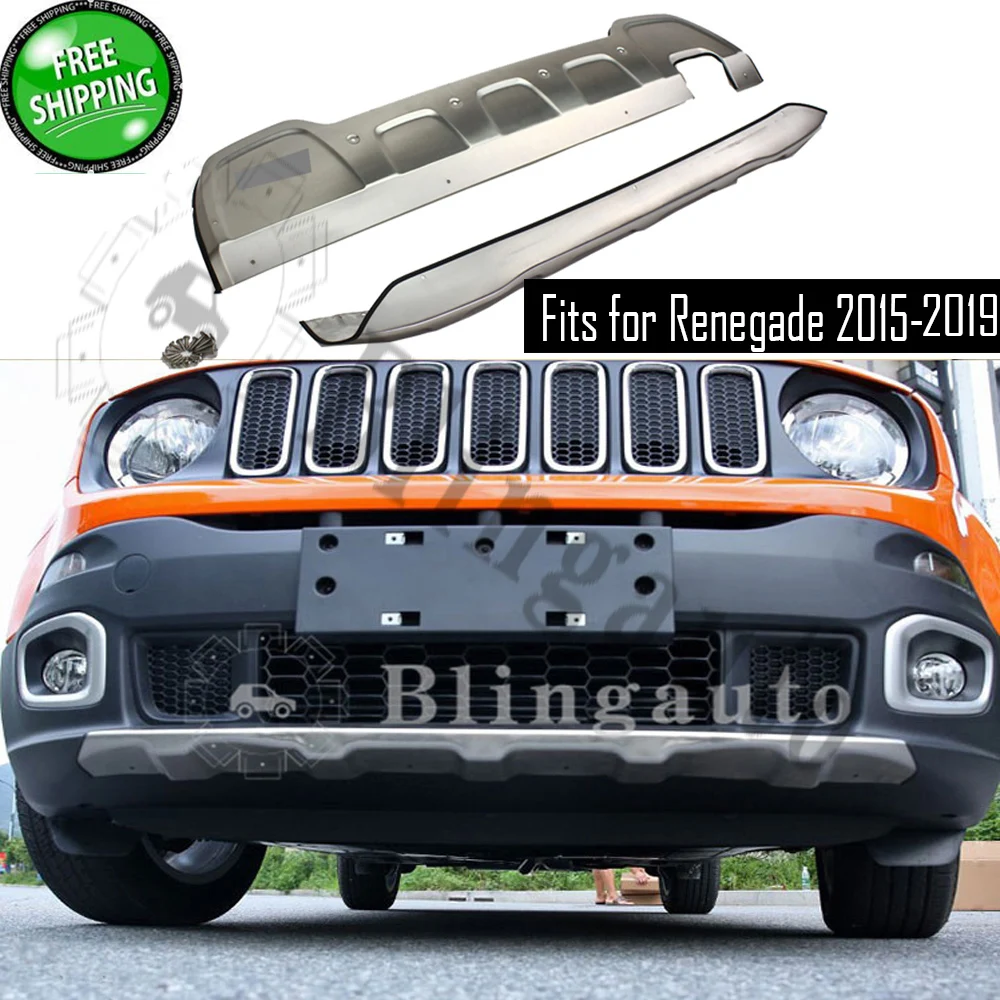 

Skid plate fits for J eep Renegade 2015-2019 stainless steel protect plate front and rear 2 pieces protect bar bumper board