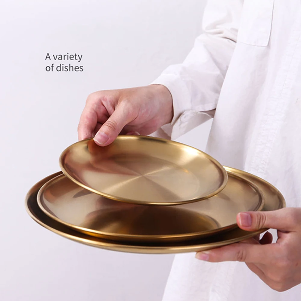 

Stainless Steel Plate Korean Barbecue Plate Multifunctional Western Tray Golden Tray Kitchen Barbecue Special Tools