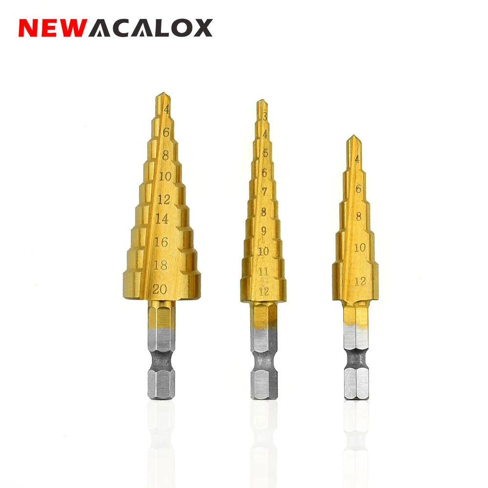 NEWACALOX болты с шестигранной головкой высокой Скорость Сталь дерево сверления металла Титан сверла из быстрорежующей стали 3-12 мм 4-12 мм 4-20 мм HSS Мощность инструменты 3 шт./компл