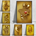 5D алмазная живопись, металлическая фигурка, статуя, искусство, Алмазная мозаика, вышивка, Золотая Современная Скульптура для влюбленных, картина, домашний декор, квадраты