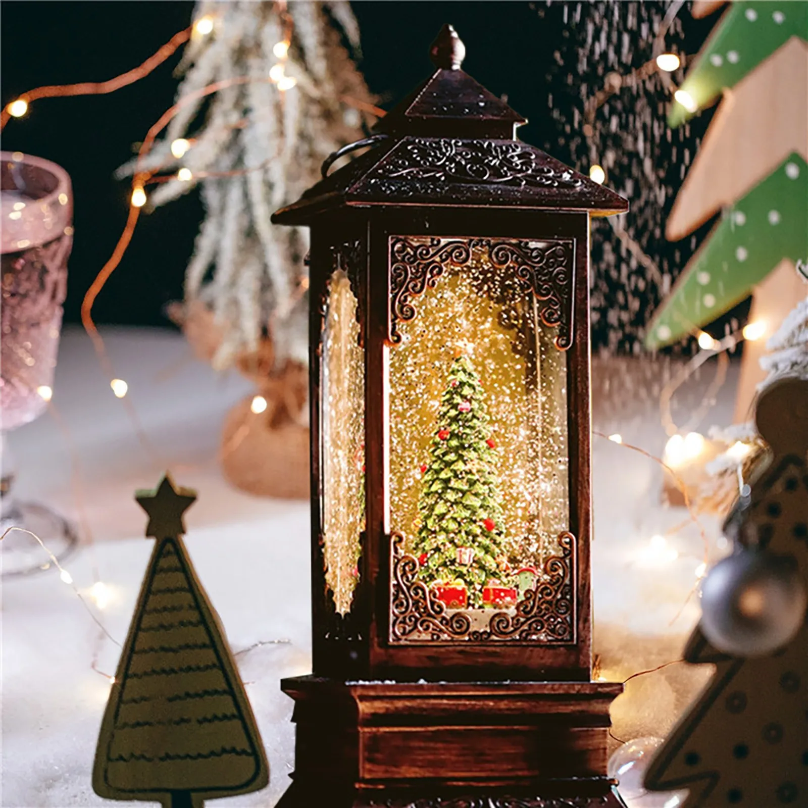 

Портативный светящийся светодиодный фонарь для снега, Рождественское украшение, праздничное окошко мечты, Снежный шар, стеклянный замок (789...