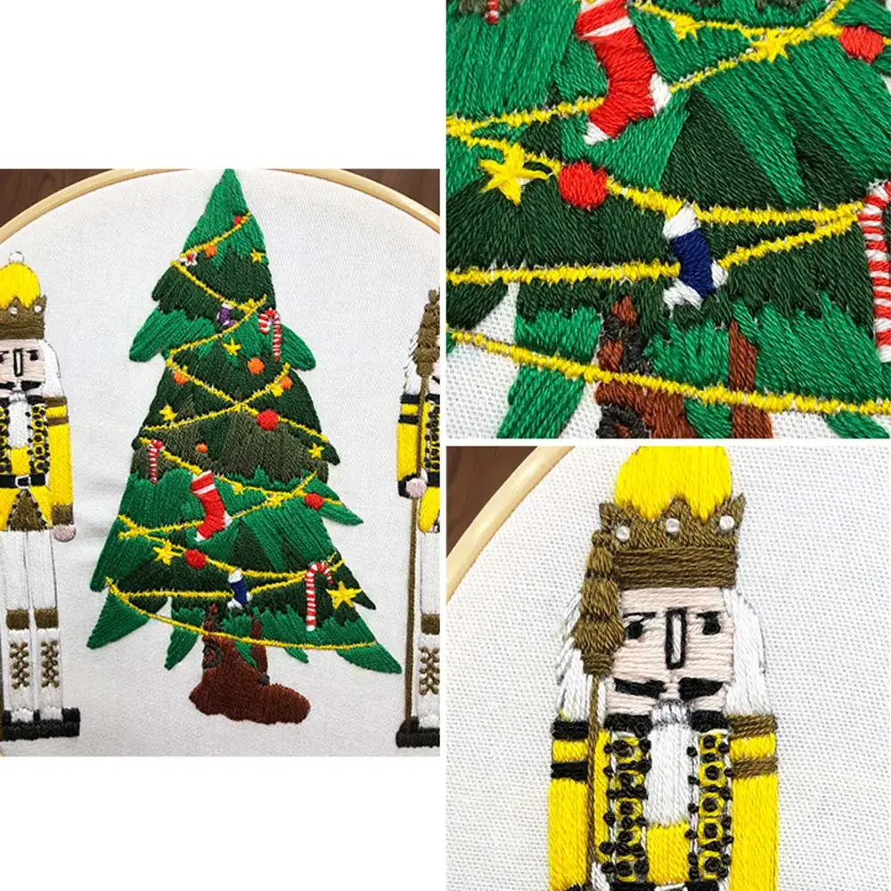 

2 Sets Embroidery Knitting Kit DIY Fil Tools Material Pack Cross Stitch For Beginner Cartoon Christmas Theme Decorate Paintings