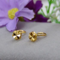 fine pure 24kt yellow gold earrings women dull polish flower stud earrings 0 9 1g 5 2mmw