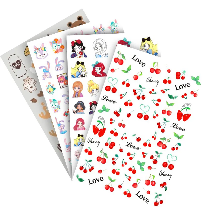 

HNUIX 1sheet 3d Nail sticker bear peach nail Decal fruit heart Rainbow Star cartoon expression package xingdailu