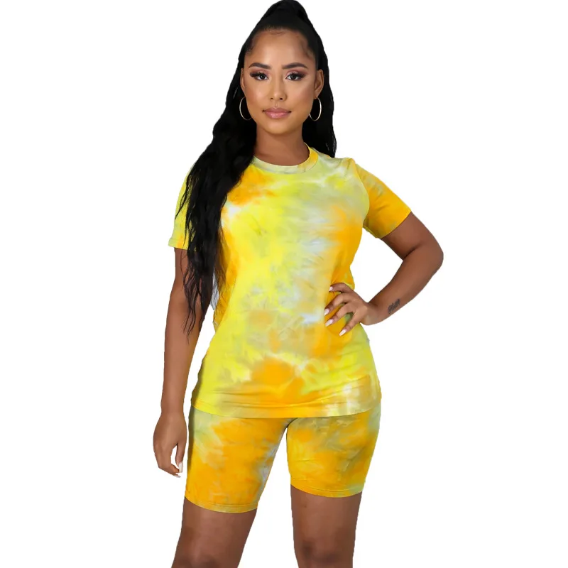 Летний костюм женские Брендовые спортивные костюмы из 2 предметов футболка и