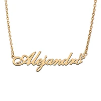 love heart alejandro name necklace for women stainless steel gold silver nameplate pendant femme mother child girls gift